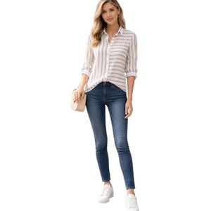 Striped Black and White Women's Top. Size M.